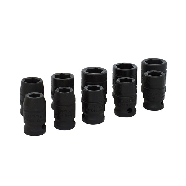 1/2" Drive Short Socket, Metric, 10 pcs